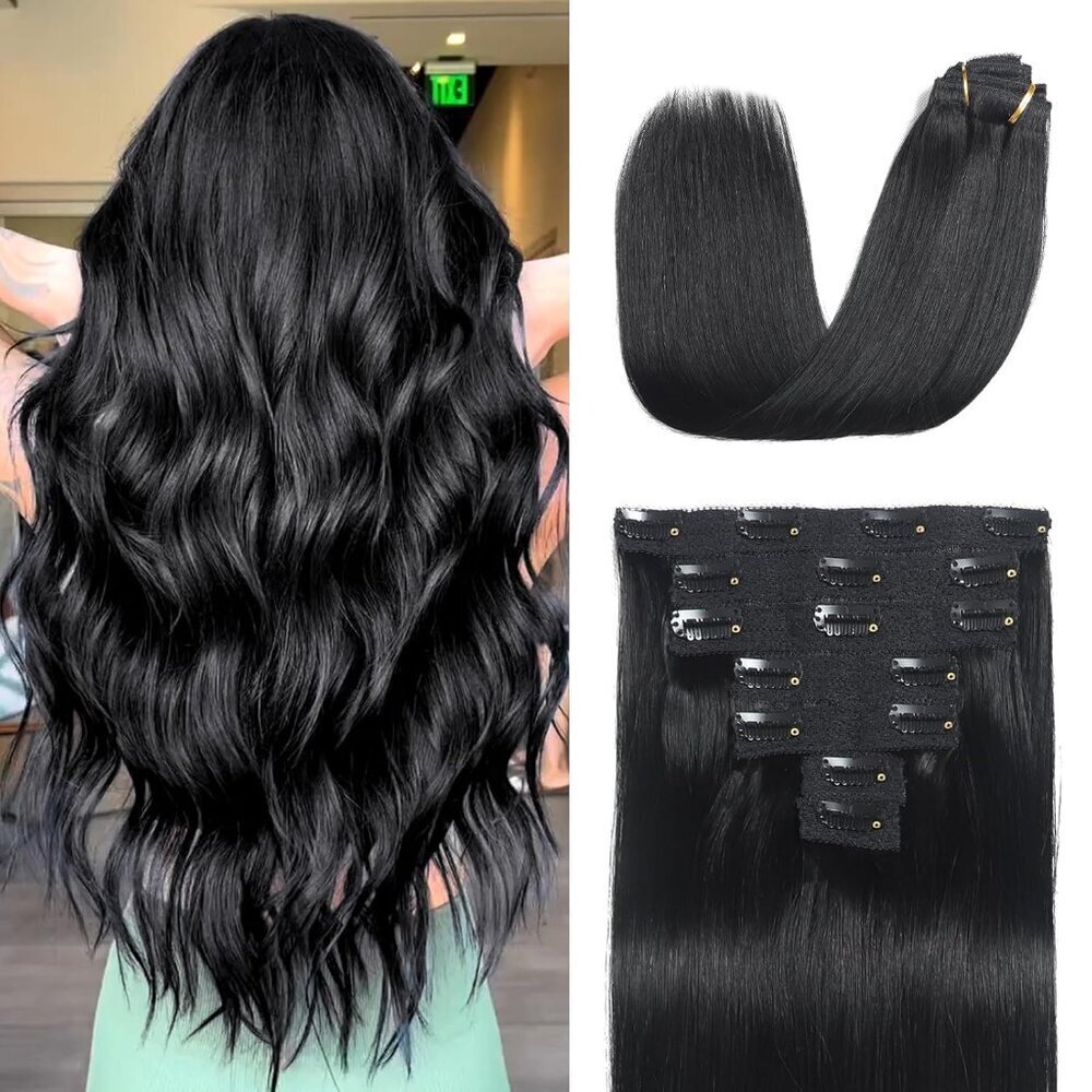 Clip in Hair Extensions Human Hair 12 Inch Straight Thick Volume DIY